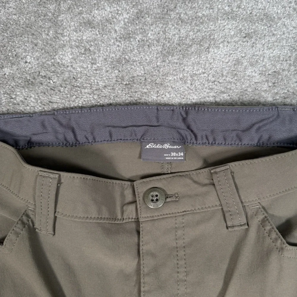 Eddie Bauer Convertible Tech‎ Pants Mens 38x34 Green Hiking Lightweight Shorts